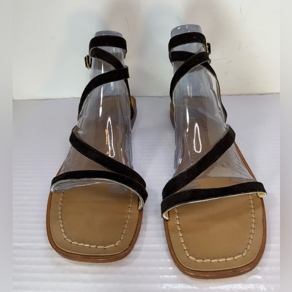 Colin Stuart Square Toe Black Suede Strappy Sandals Size 9B - Picture 1 of 9
